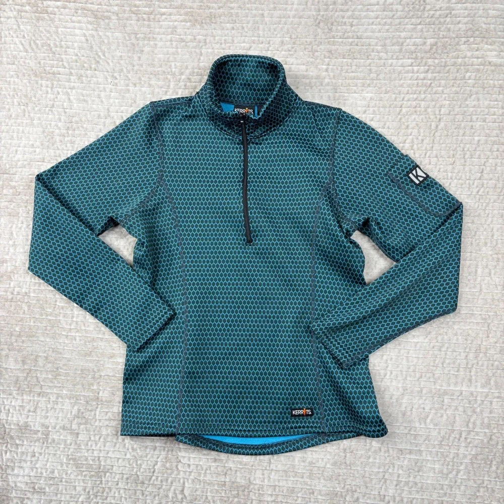 Kerrits‎ Womens Small Teal Honeycomb Fleece Quarter Zip Equestrian Riding Top